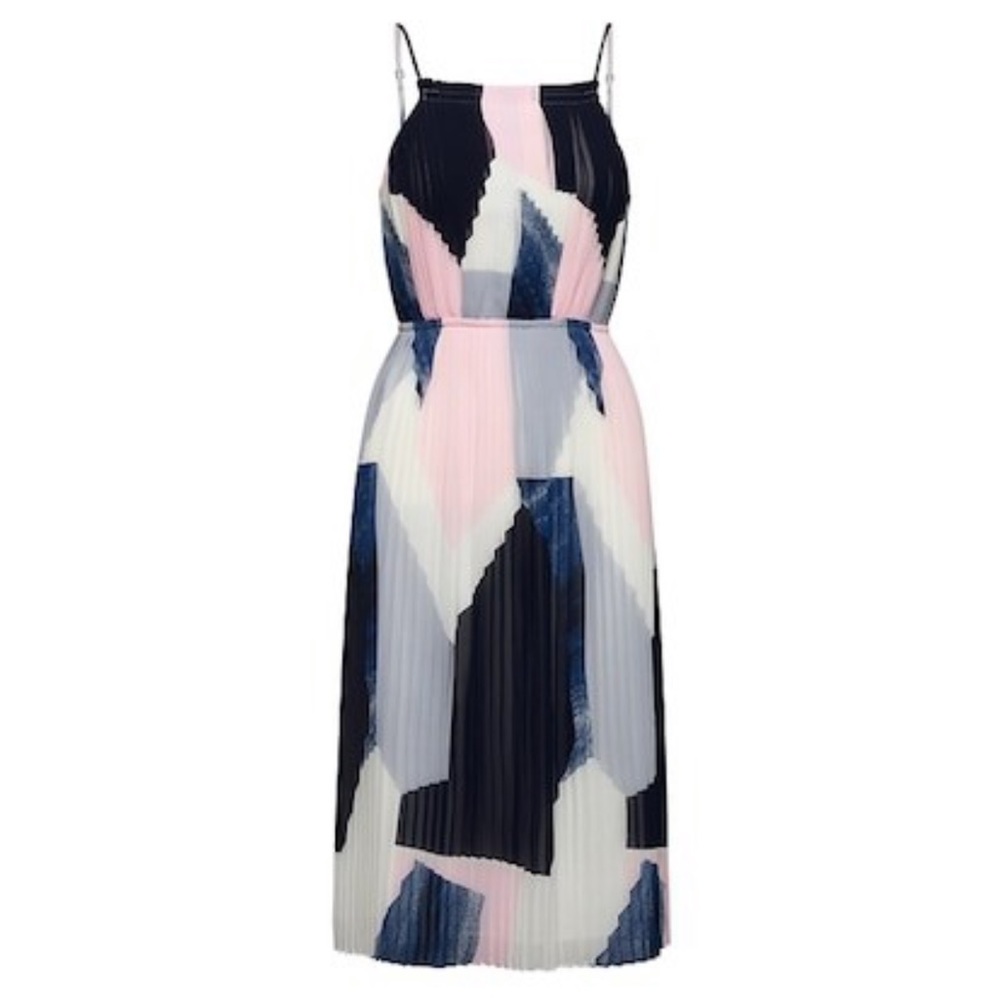 BANANA REPUBLIC print pleated fit-and-flare dress